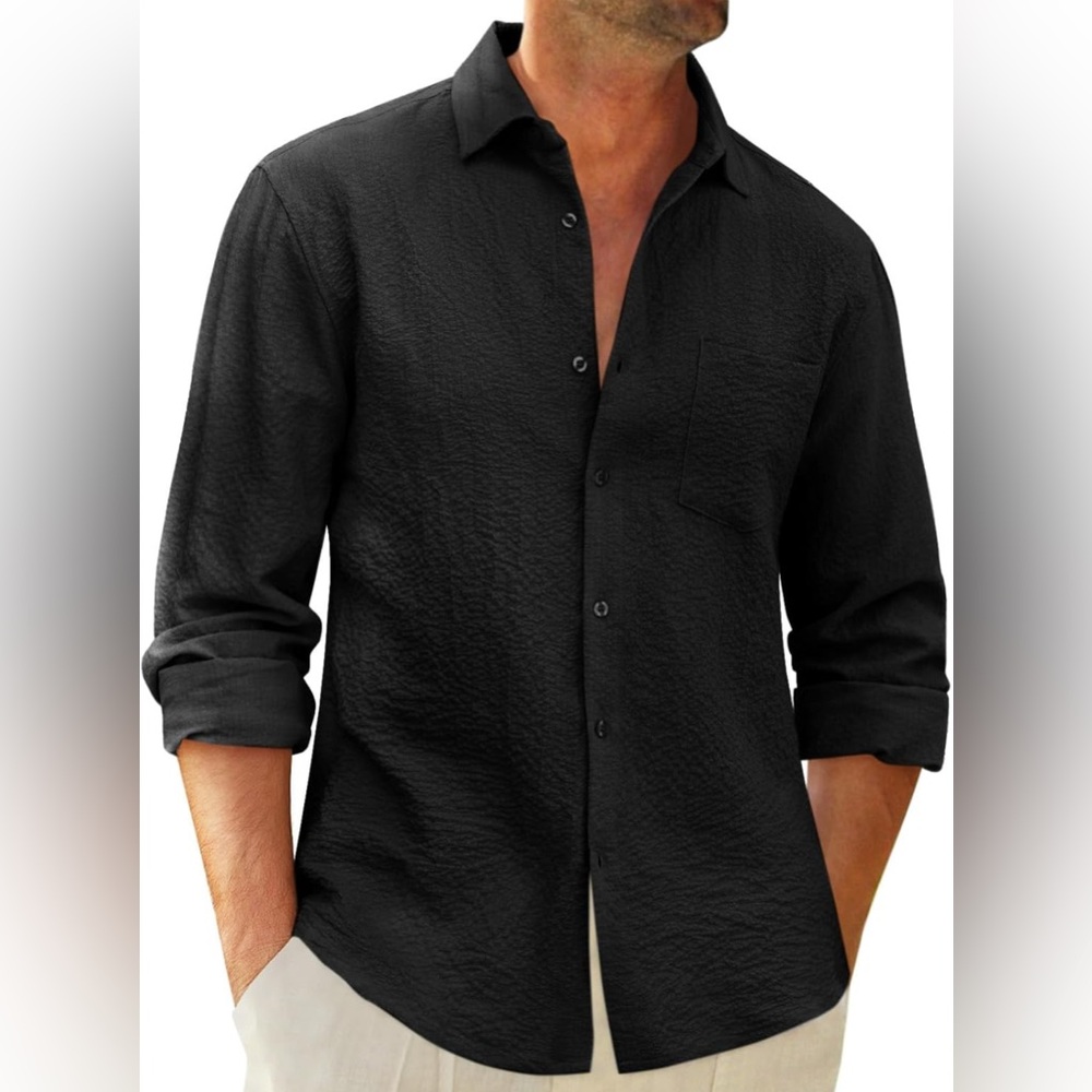 Runcati Mens Casual Button Down Shirt Long Sleeve Untucked Lightweight Tops